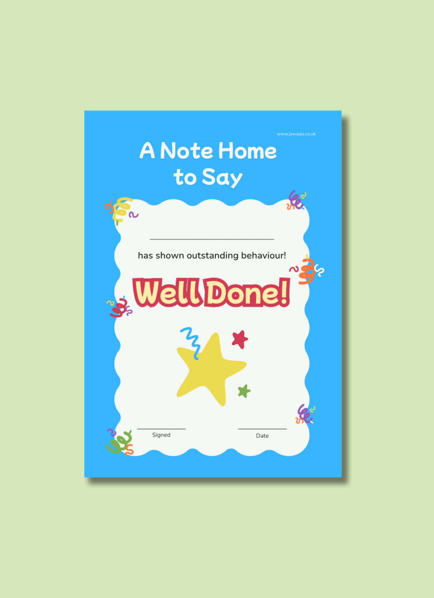 Blue Well Done Praise Pad - 50 Pages (A6)