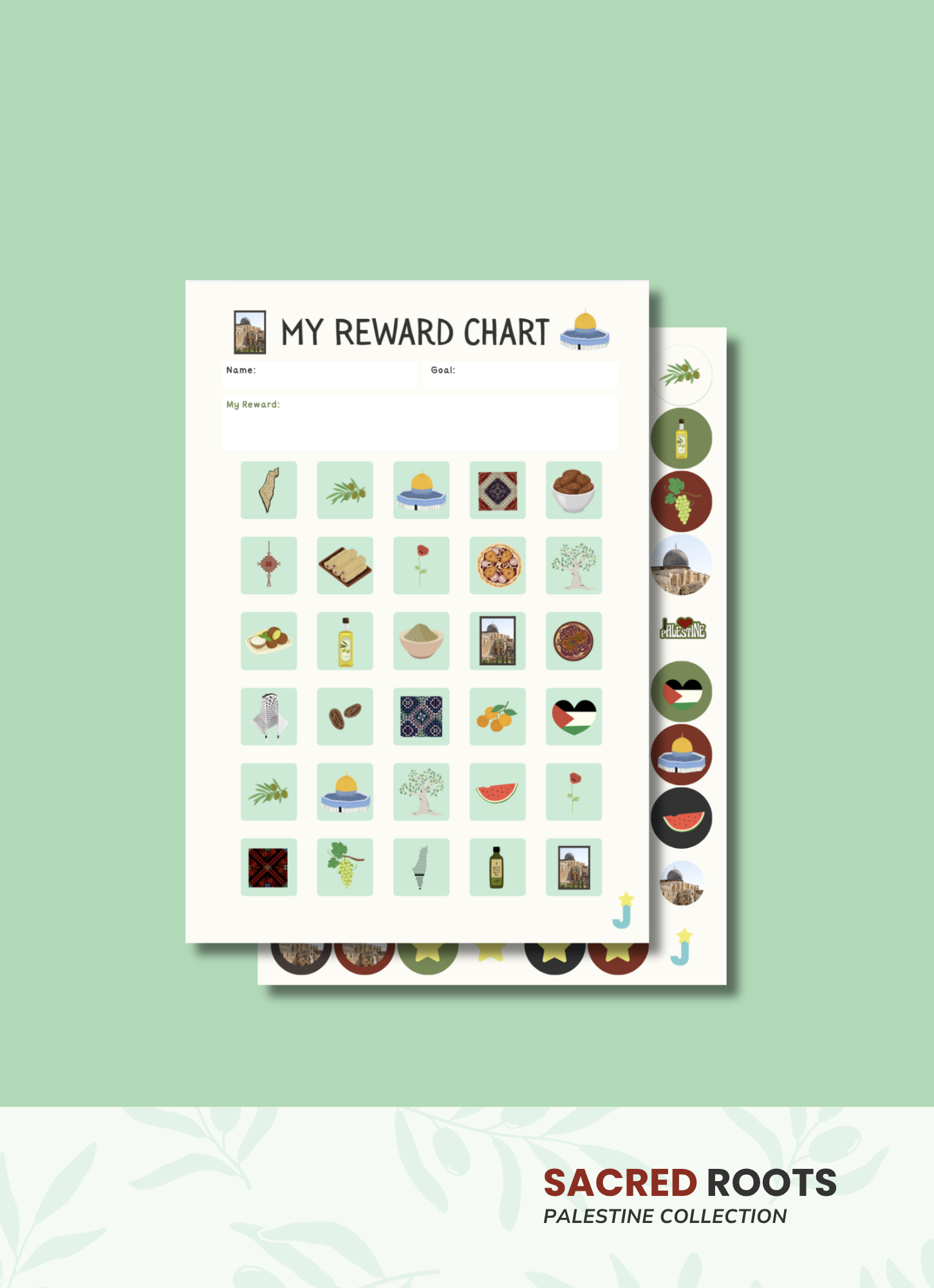 Palestine Icons Reward Chart A4