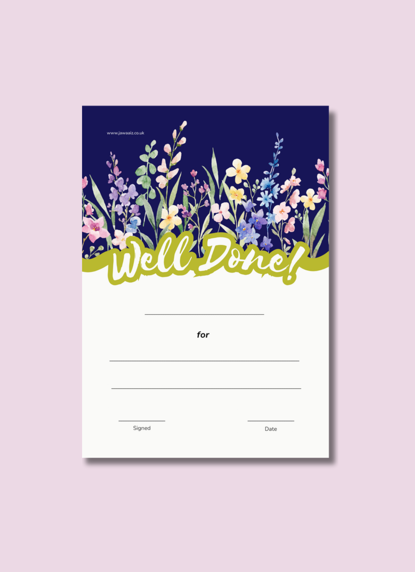 Well Done Praise Pad - 50 Pages (A6) - Floral Collection