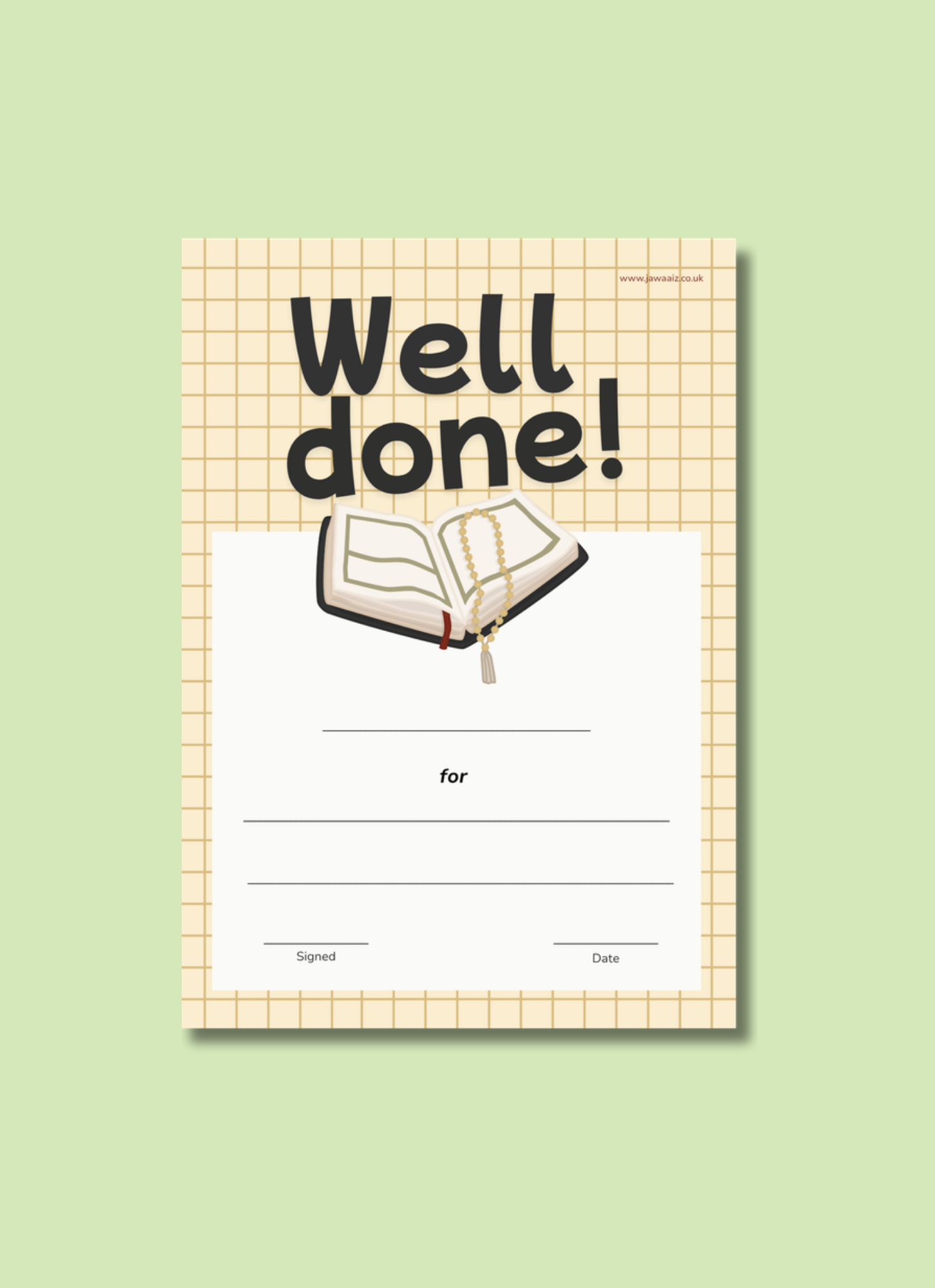 Yellow Well Done Praise Pad - 50 Pages (A6)