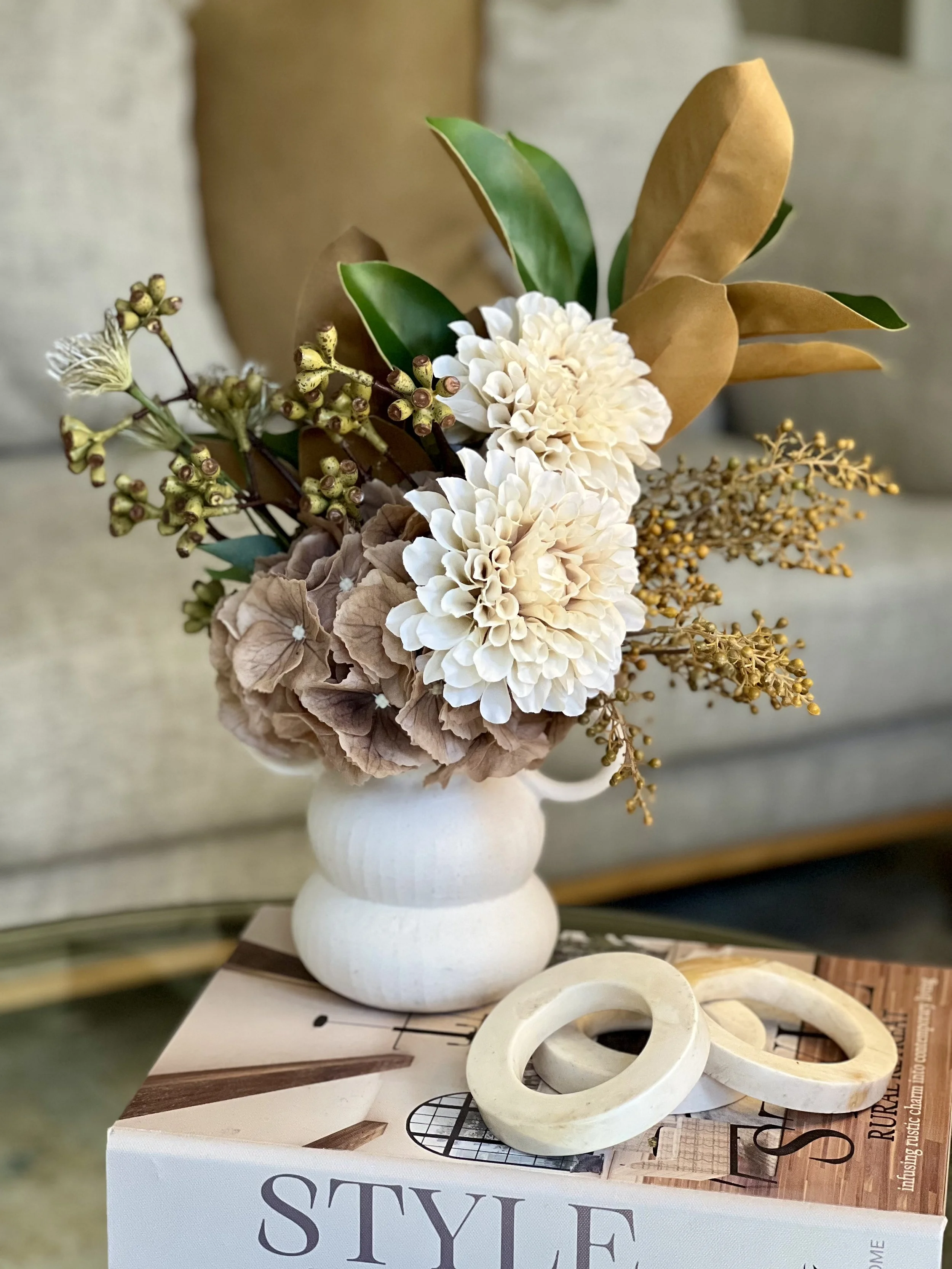 Winter Garden - faux flower arrangement