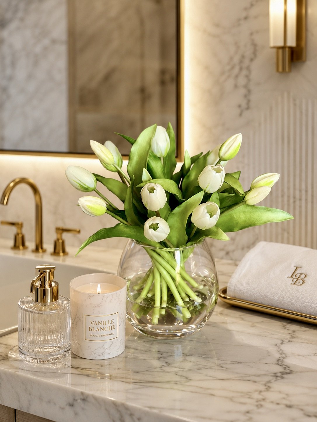 Classic White Tulips - Faux Flower Arrangement