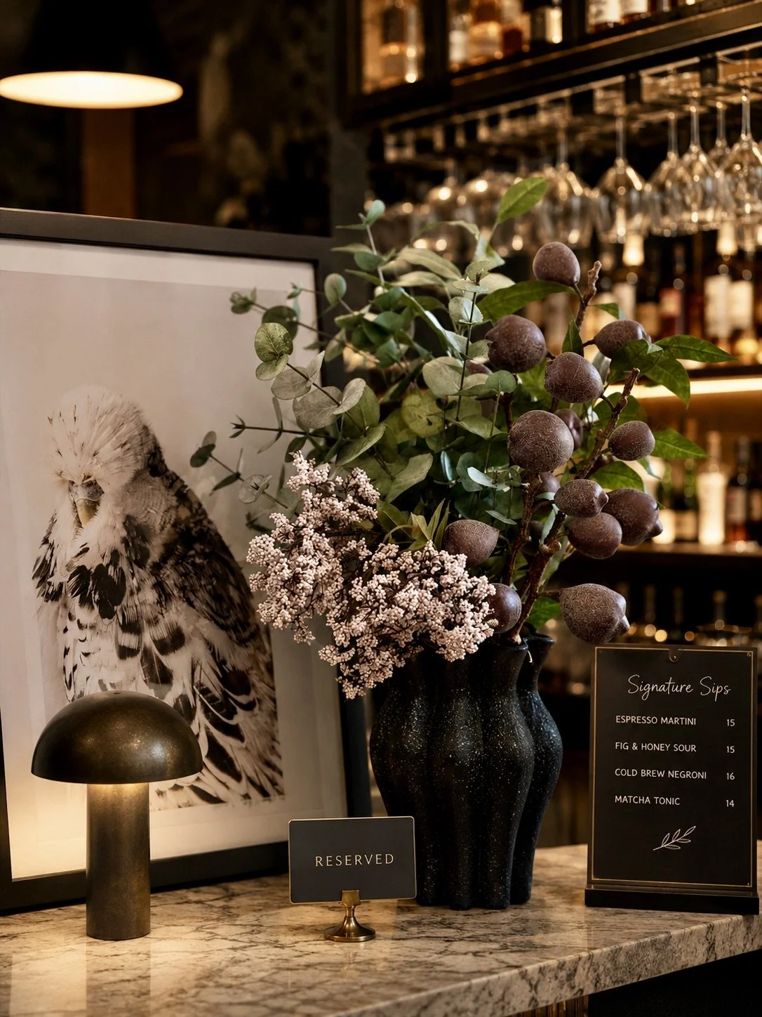Fig Spray Black - Faux Flower Arrangement