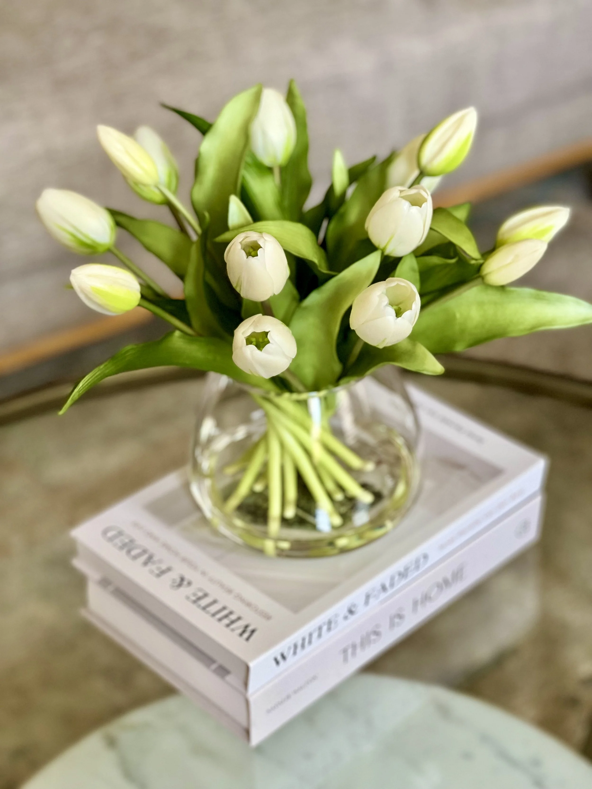 Classic White Tulips - Faux Flower Arrangement