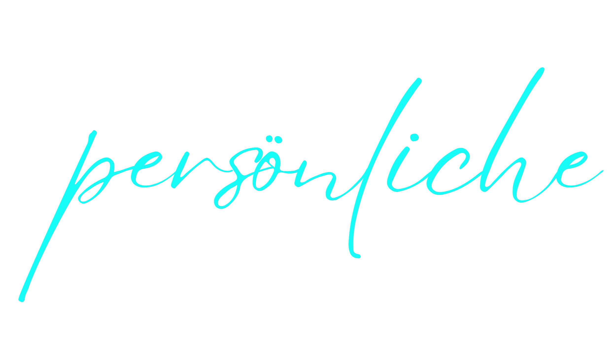 Leuchtender Schriftzug mit dem Wort "persönliche" in künstlerischer, geschwungener Schrift auf schwarzem Hintergrund.