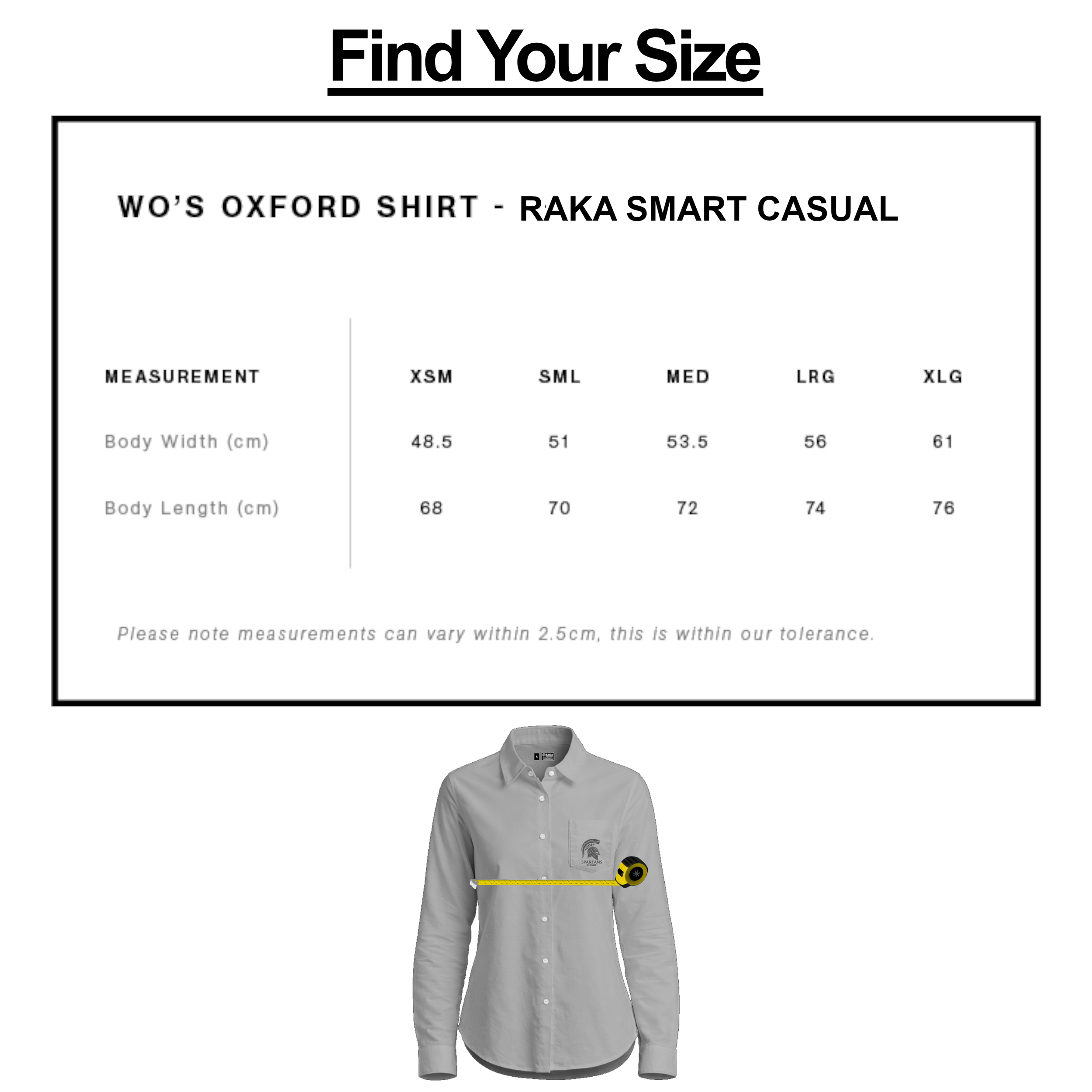 Find your Size womans Oxford Shirts.png