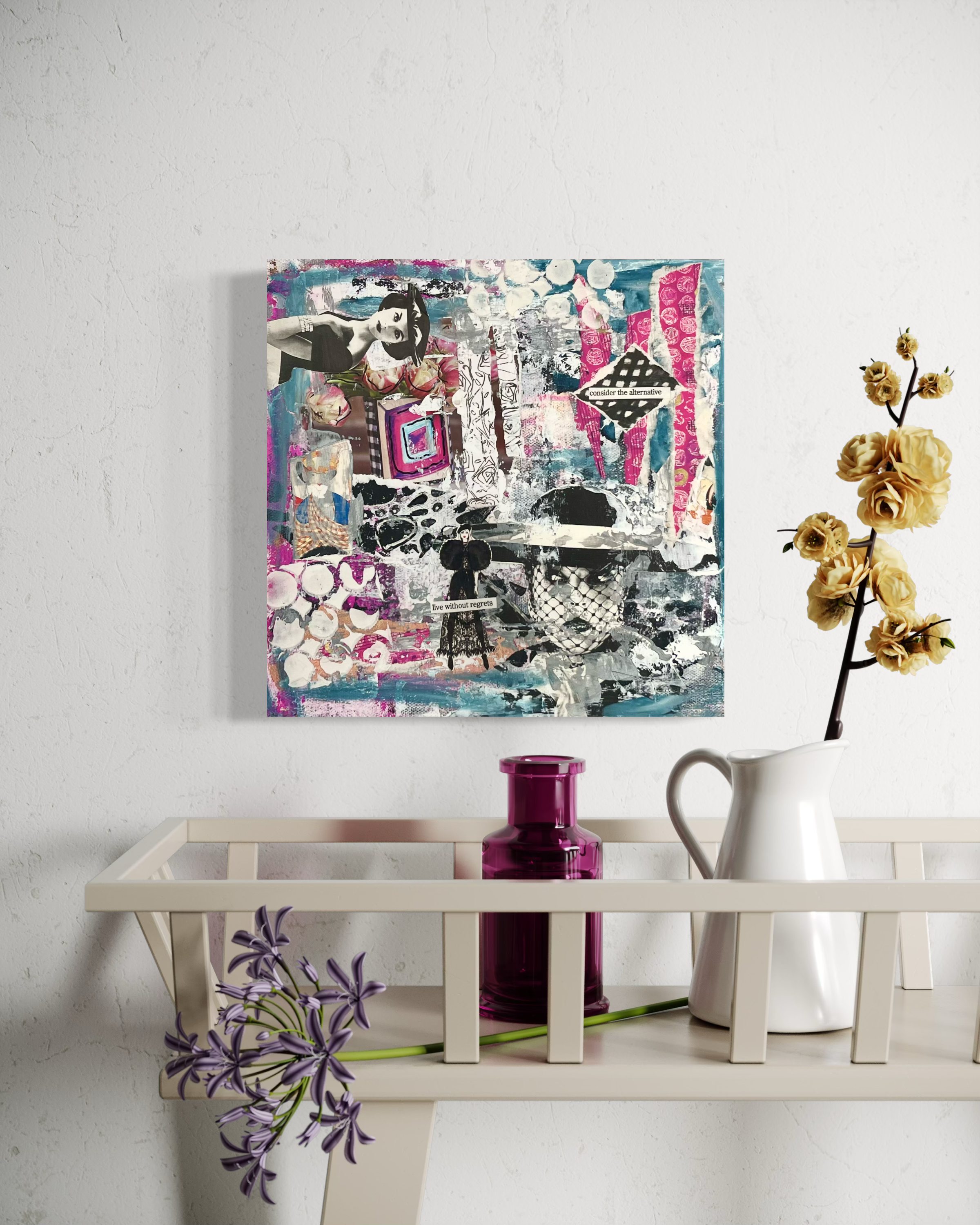 Live Without Regrets - Maximalist Vintage Fashion Themed Collage