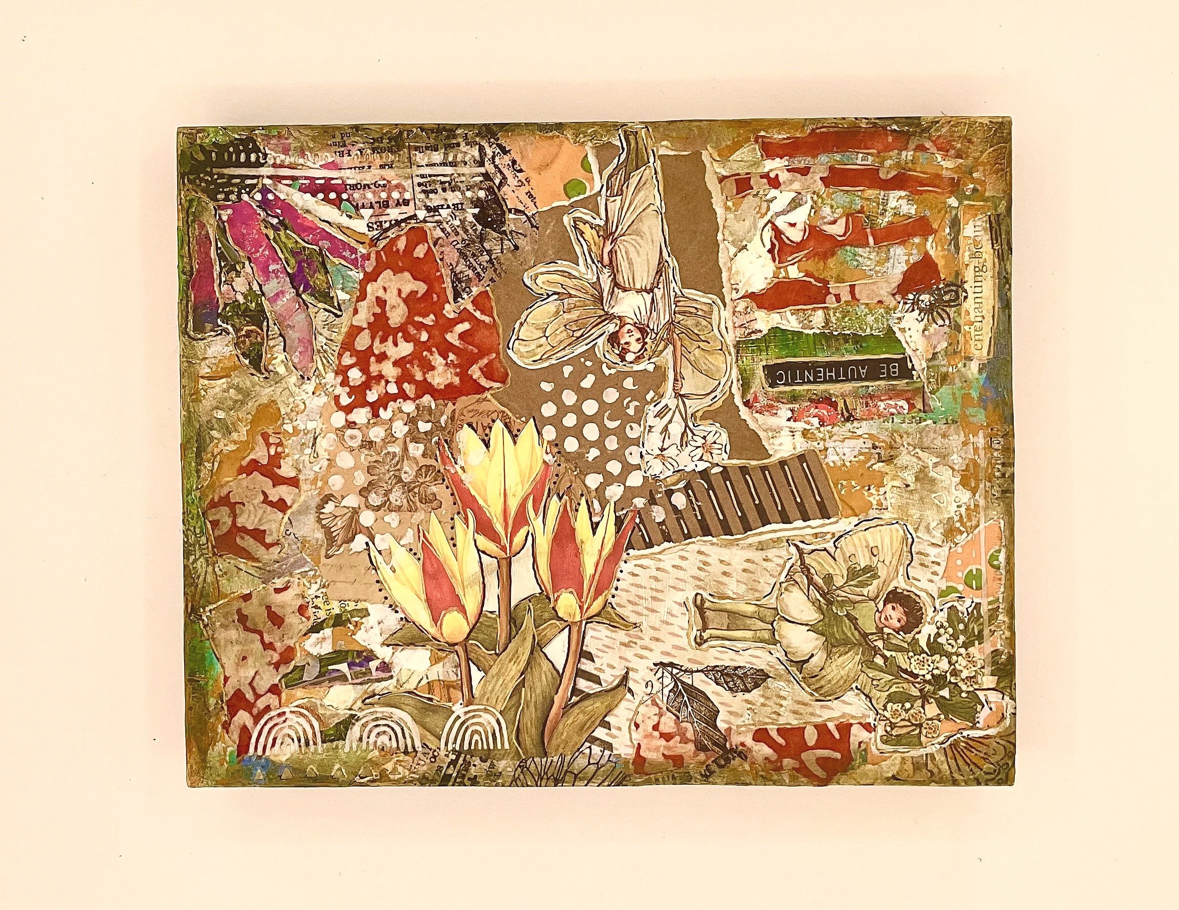 9x12x1.5” mixed media collage with storybook theme