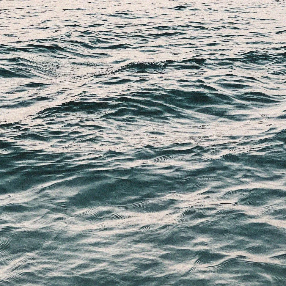 Photo of ocean water with small waves and ripples on the surface.