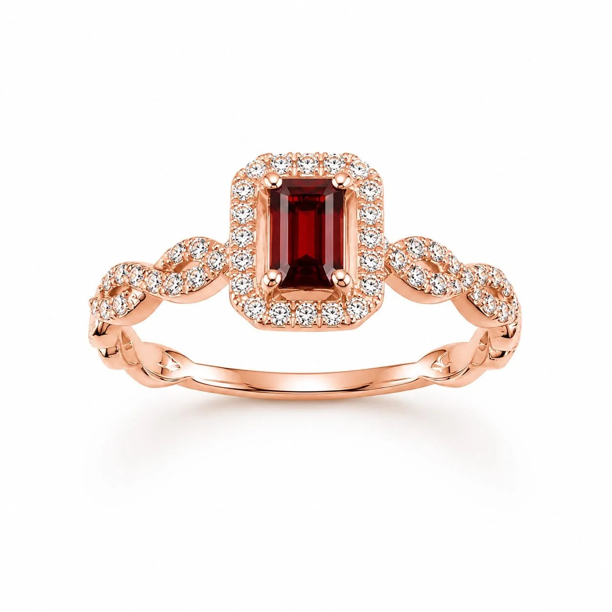 RG 112 Rosegold garnet Ring 14 ct SOLA