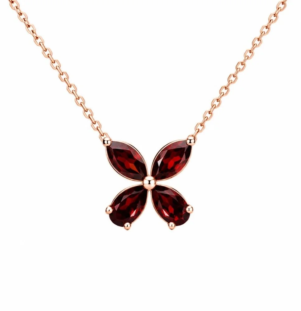 RG 25 Rosegold garnet Necklace 14 ct ELYA