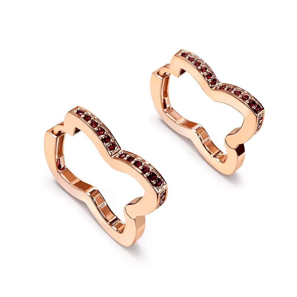 RG 118 Rosegold garnet Earring 14 ct ORIAX