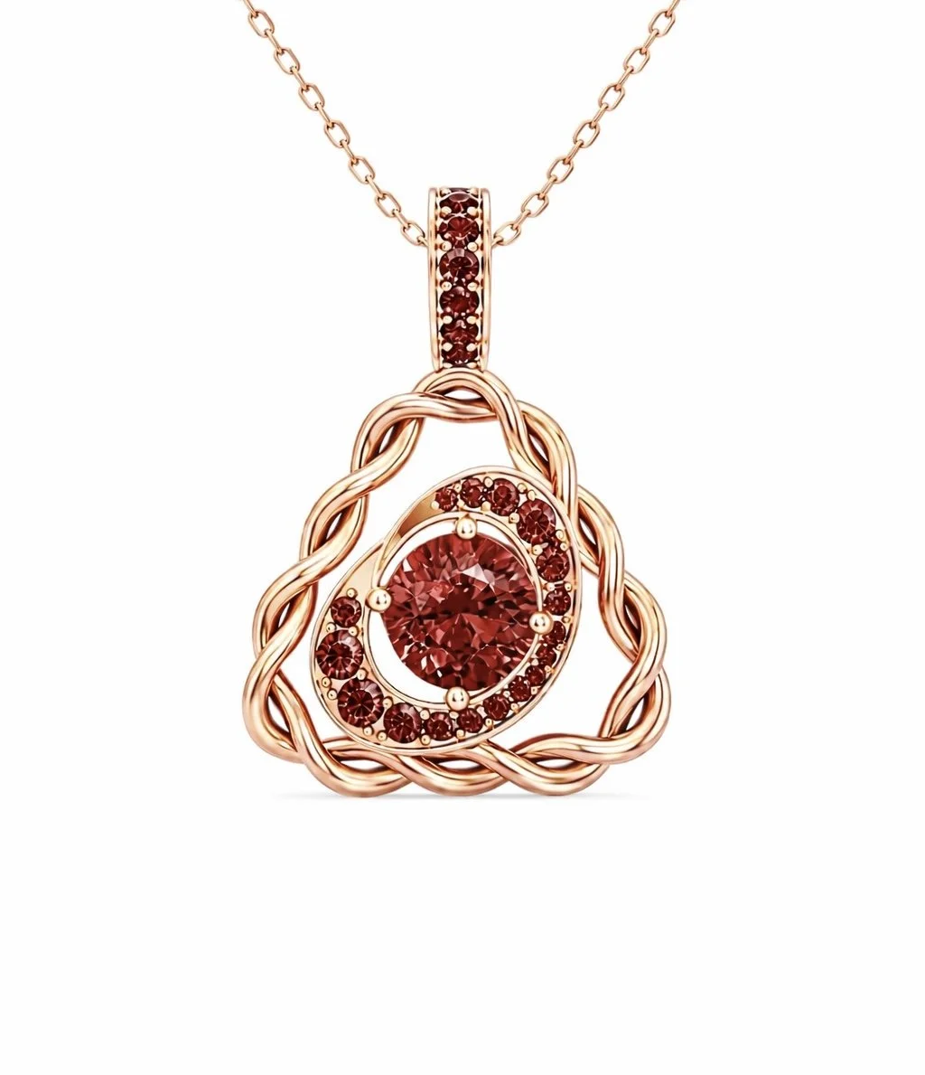RG385 Rosegold garnet Necklace ORNATH