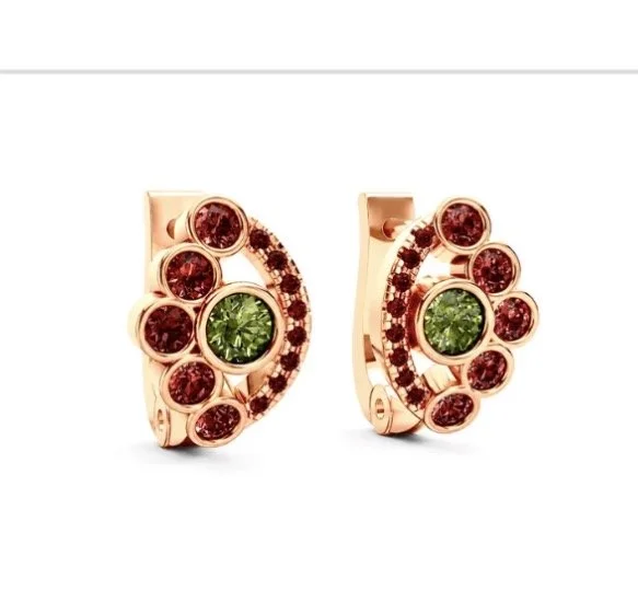 RG421 Rosegold garnet & moldavite Earring SOVREN