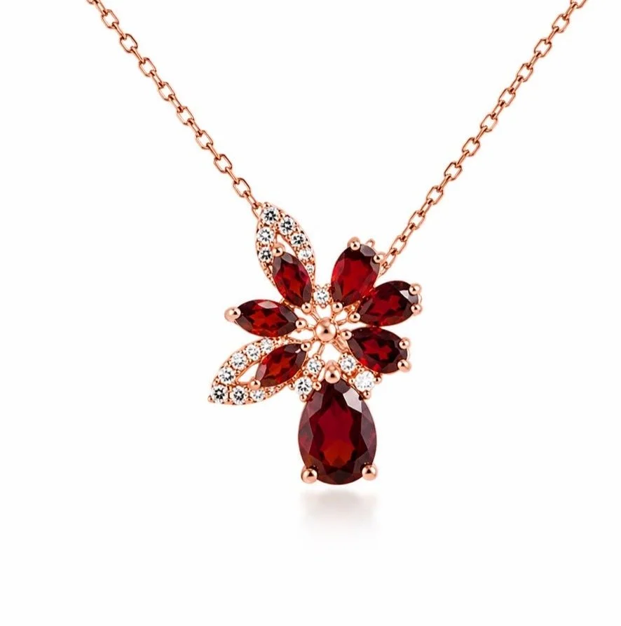 RG 19 Rosegold garnet Necklace 14 ct MIRA