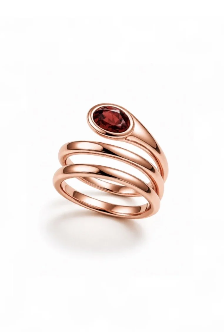 RG 51 Rosegold garnet Ring 14 ct RIVAE