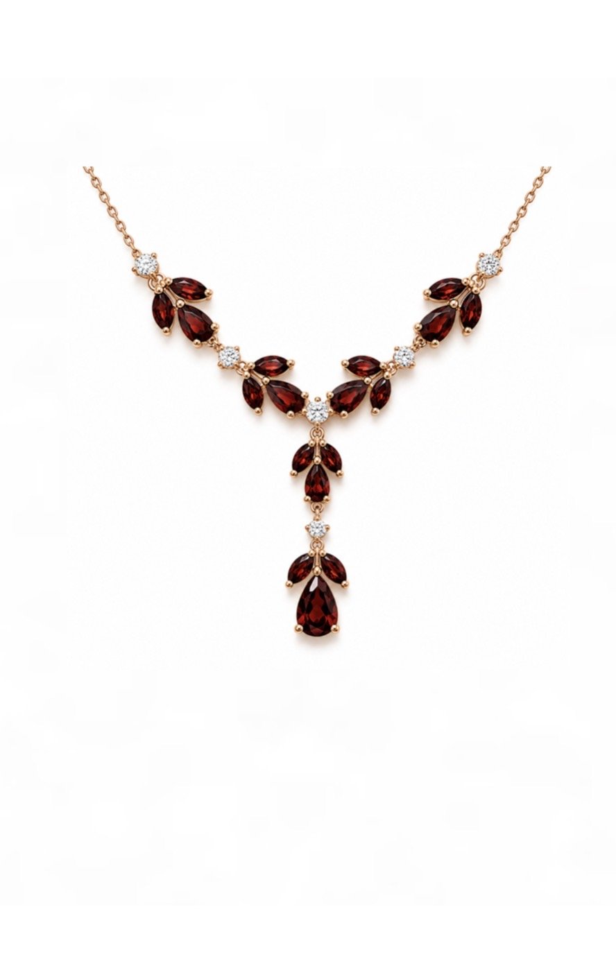RG 32 Rosegold garnet Necklace 14 ct SILA