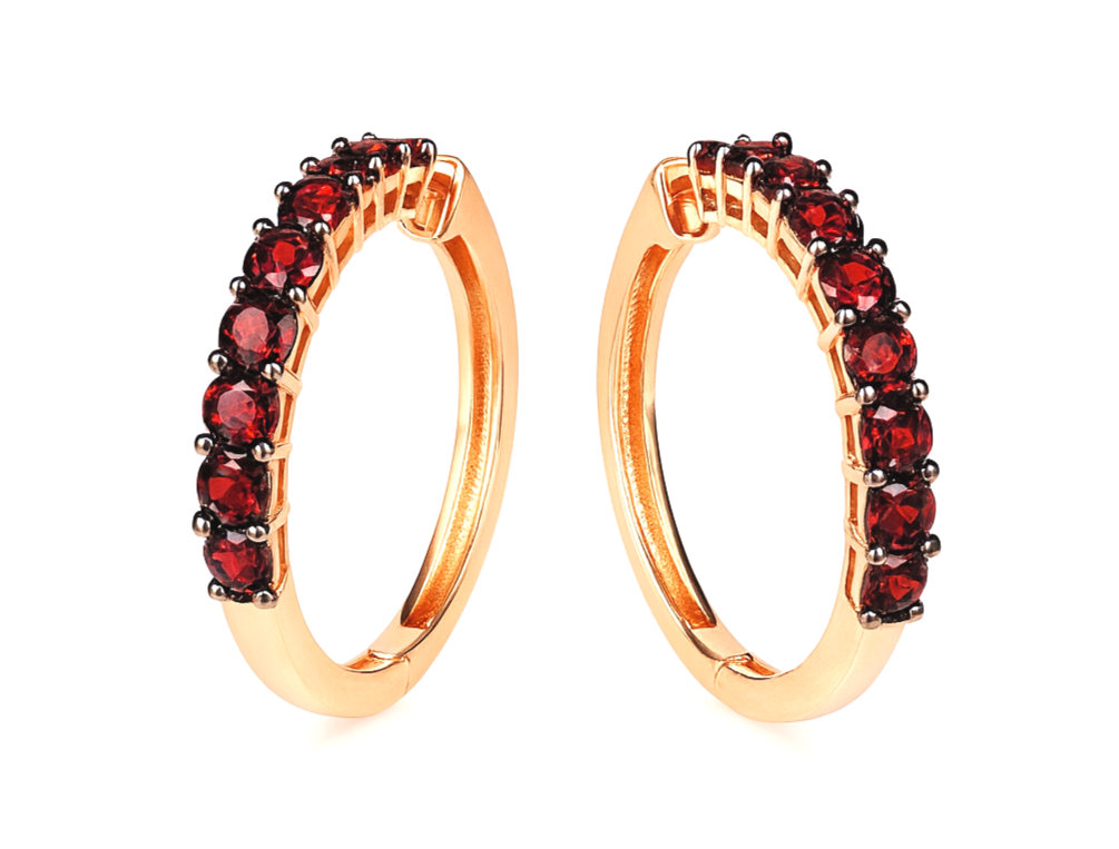 14 kt rosegold garnet earring