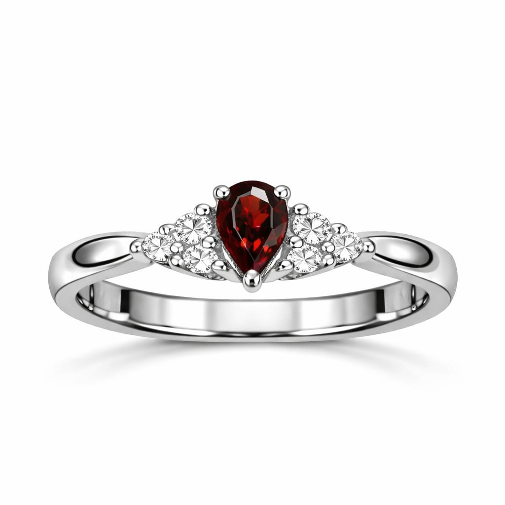RG 164 Whitegold garnet Dia Ring 14 ct ZORYX