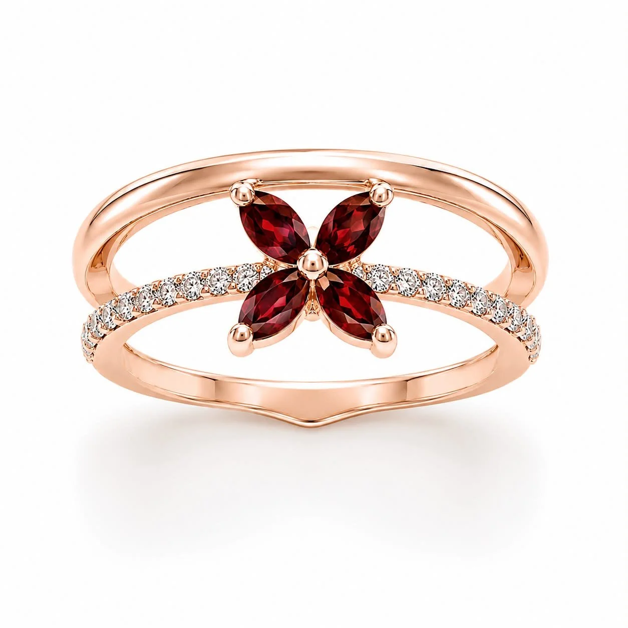 RG 66 Rosegold garnet Ring 14 ct CORAE