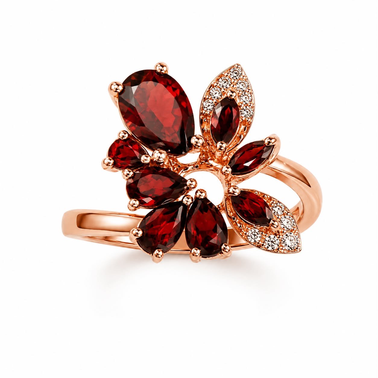 RG 20 Rosegold garnet Ring 14 ct CORA