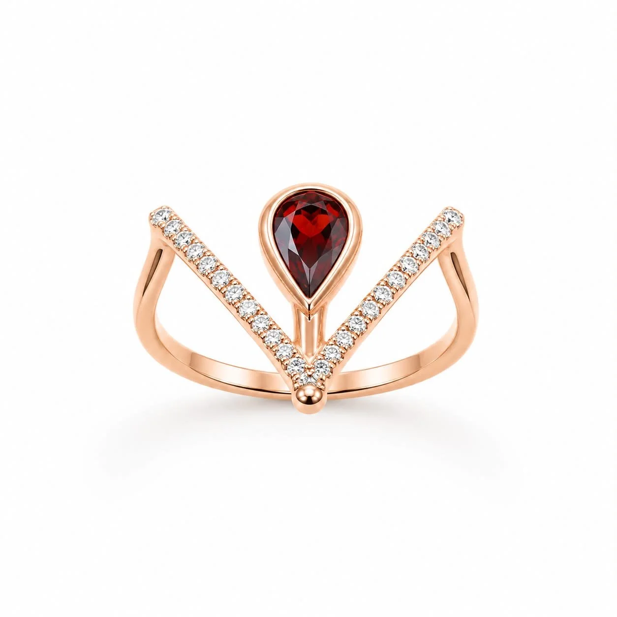 RG 67 Rosegold garnet Ring 14 ct LUMA