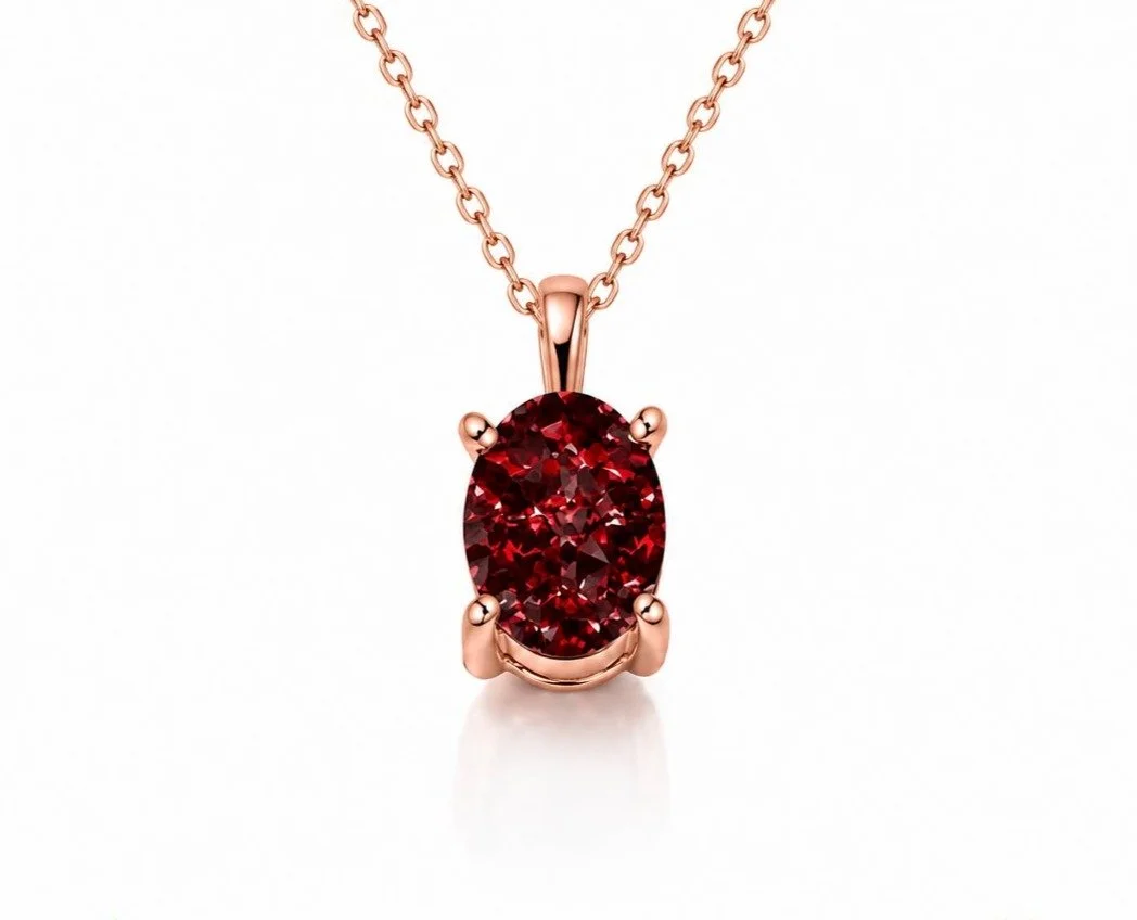 RG 93 Rosegold garnet Necklace 14 ct LUMEA