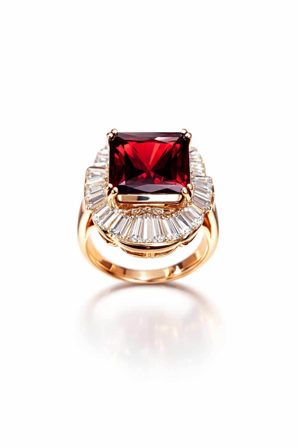 RG 139 Gold garnet Ring Dia 14 ct ORIS