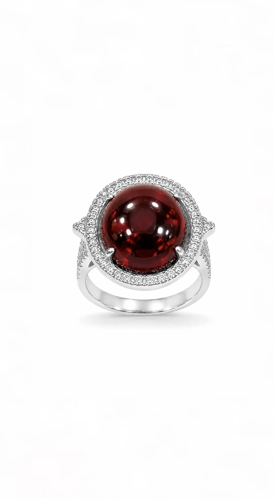 RG 159 Whitegold garnet Dia Ring14 ct ZIVRA