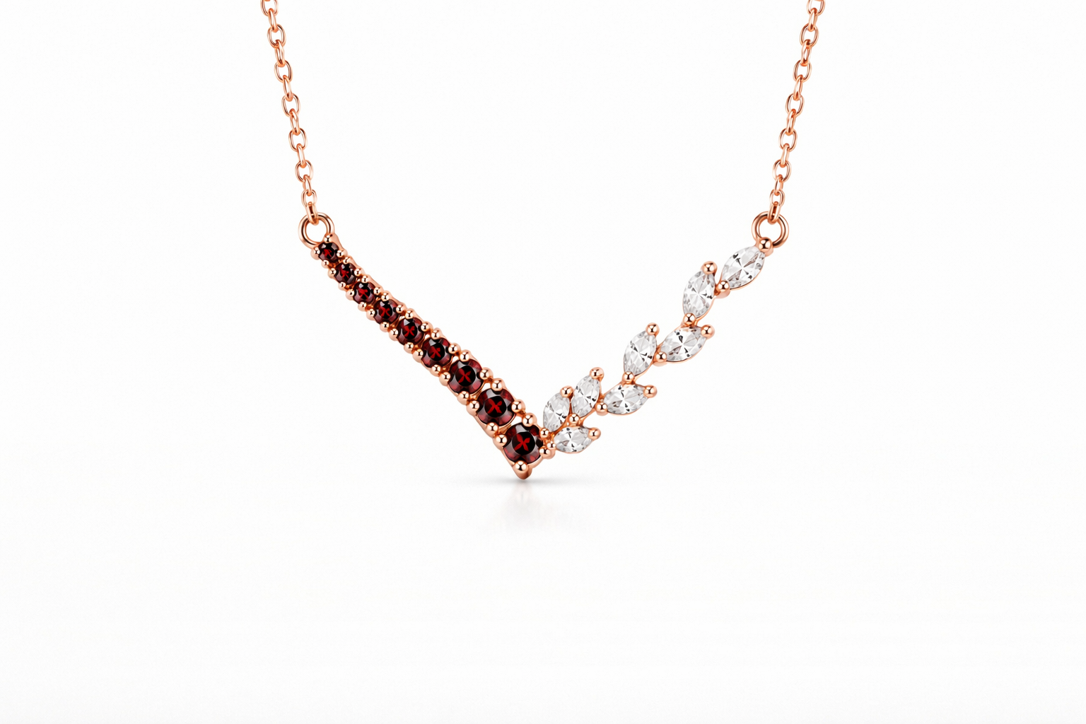 RG 100 Rosegold garnet Necklace 14 ct KIRE