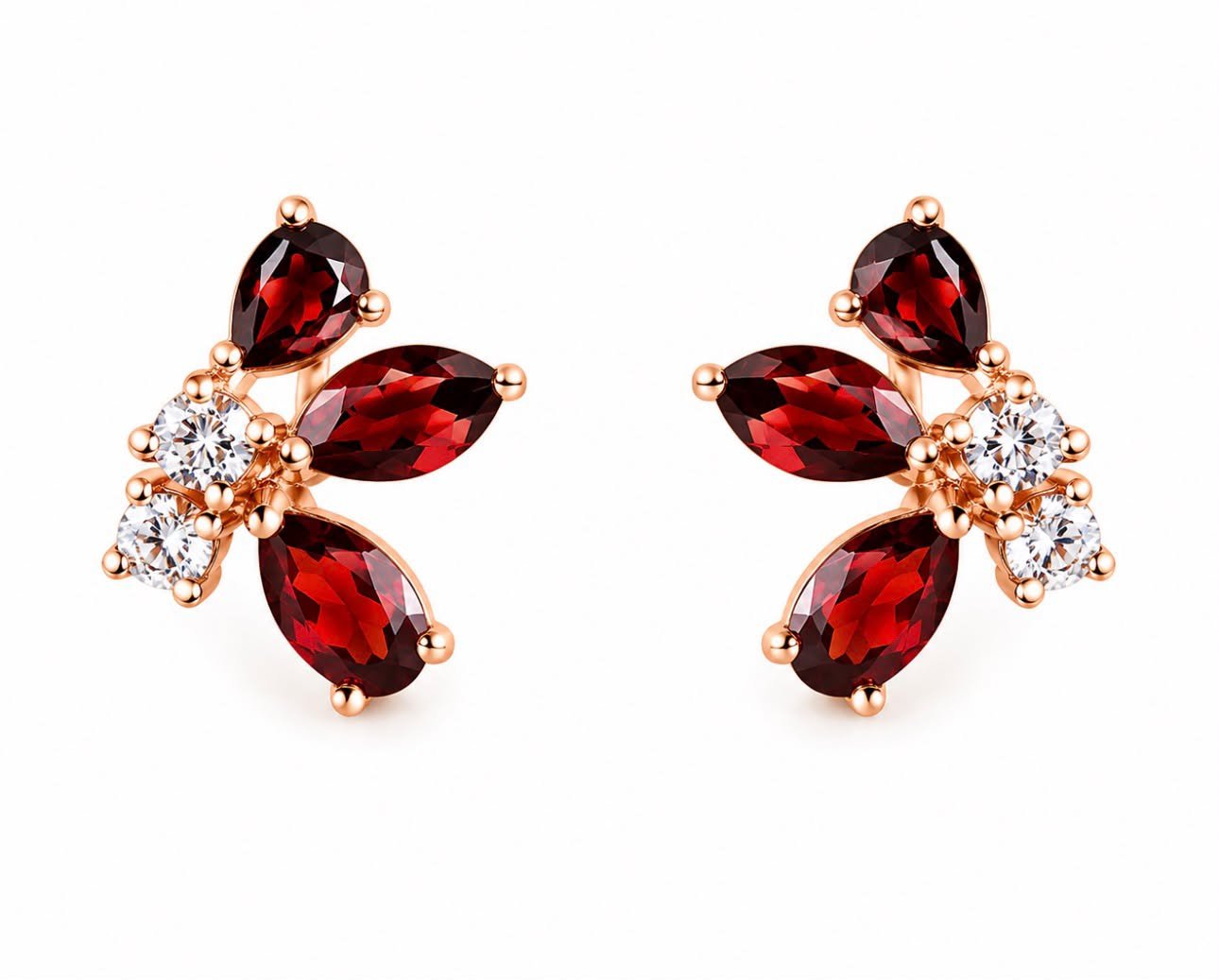 RG 11 Rosegold garnet Earring 14 ct RIVA
