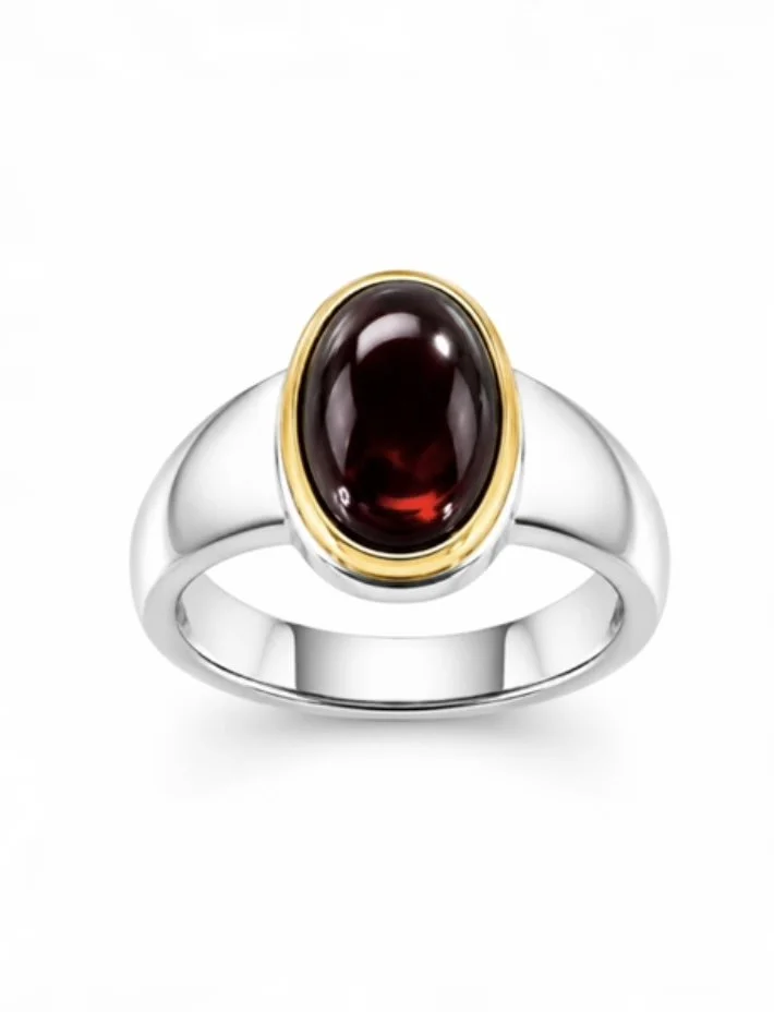 RG 140 Gold garnet Uni Ring 14ct LIVIA