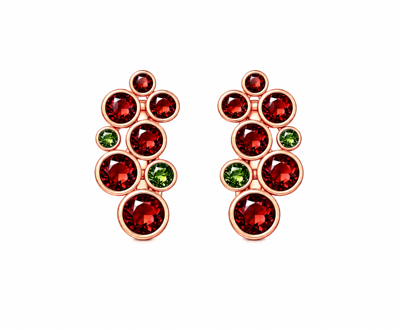 RG402 Rosegold garnet & moldavite Earring BRIVON