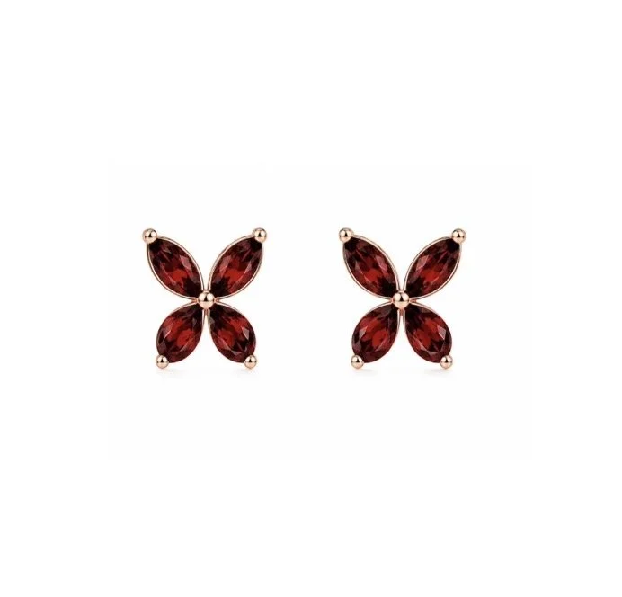RG 24 Rosegold garnet Earring 14 ct NOXA