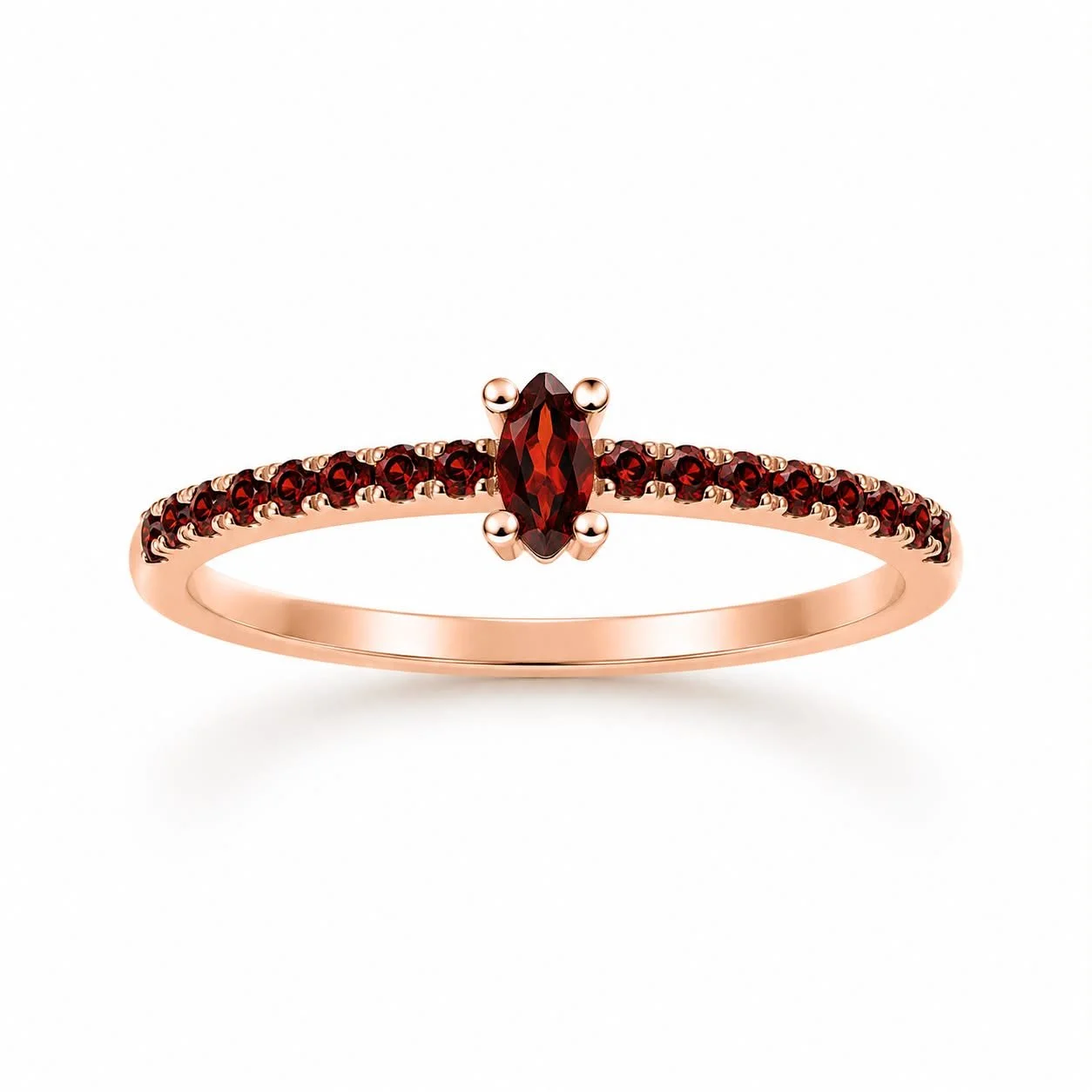 RG 121 Rosegold garnet Ring 14 ct ARINEX