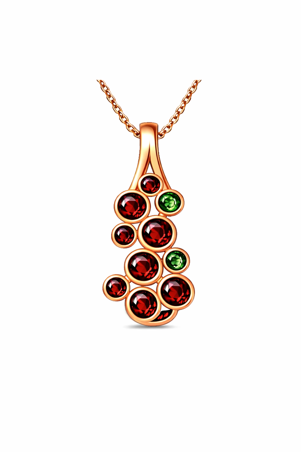 RG401 Rosegold garnet & moldavite Necklace BRIVON