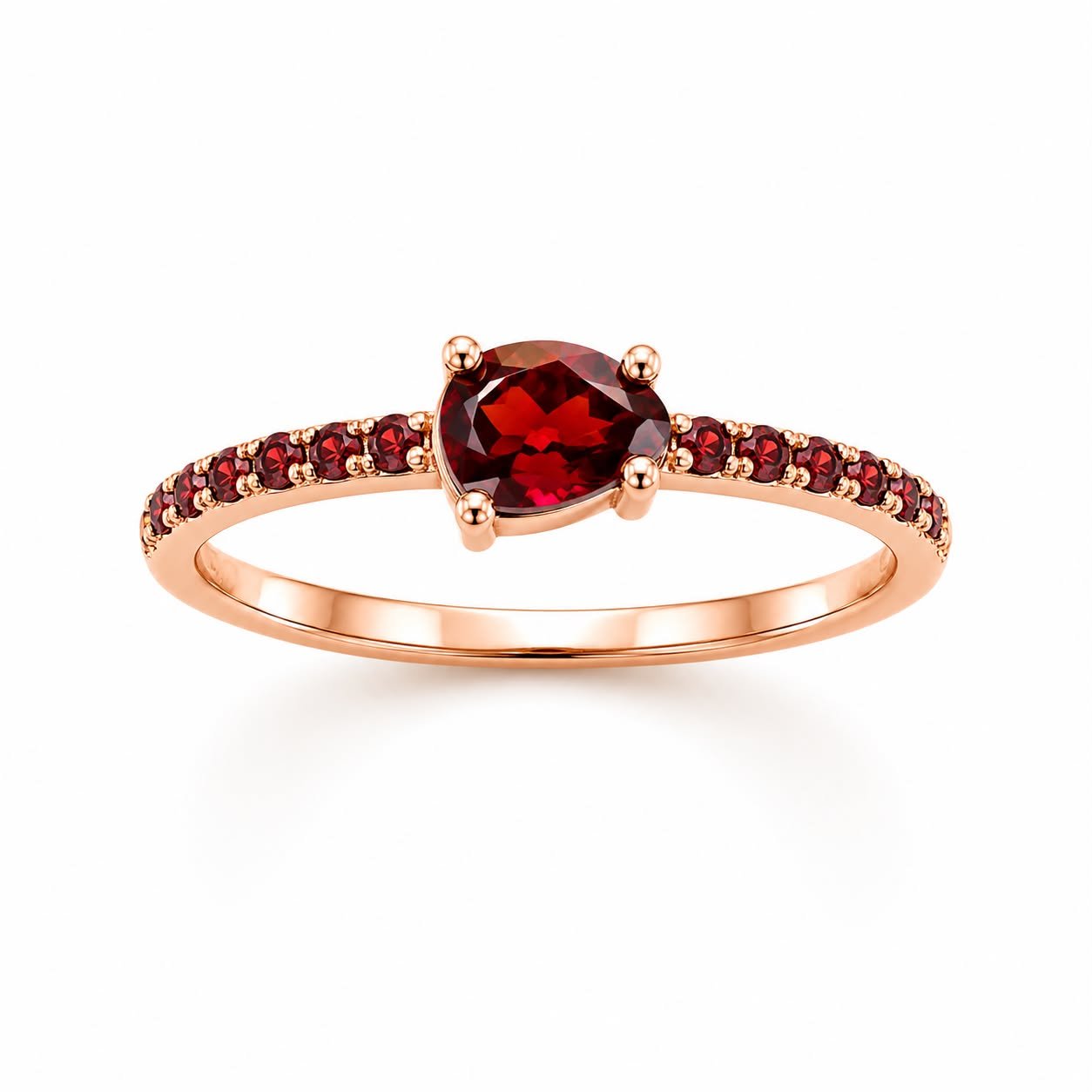 RG 86 Rosegold garnet Ring 14 ct LURO