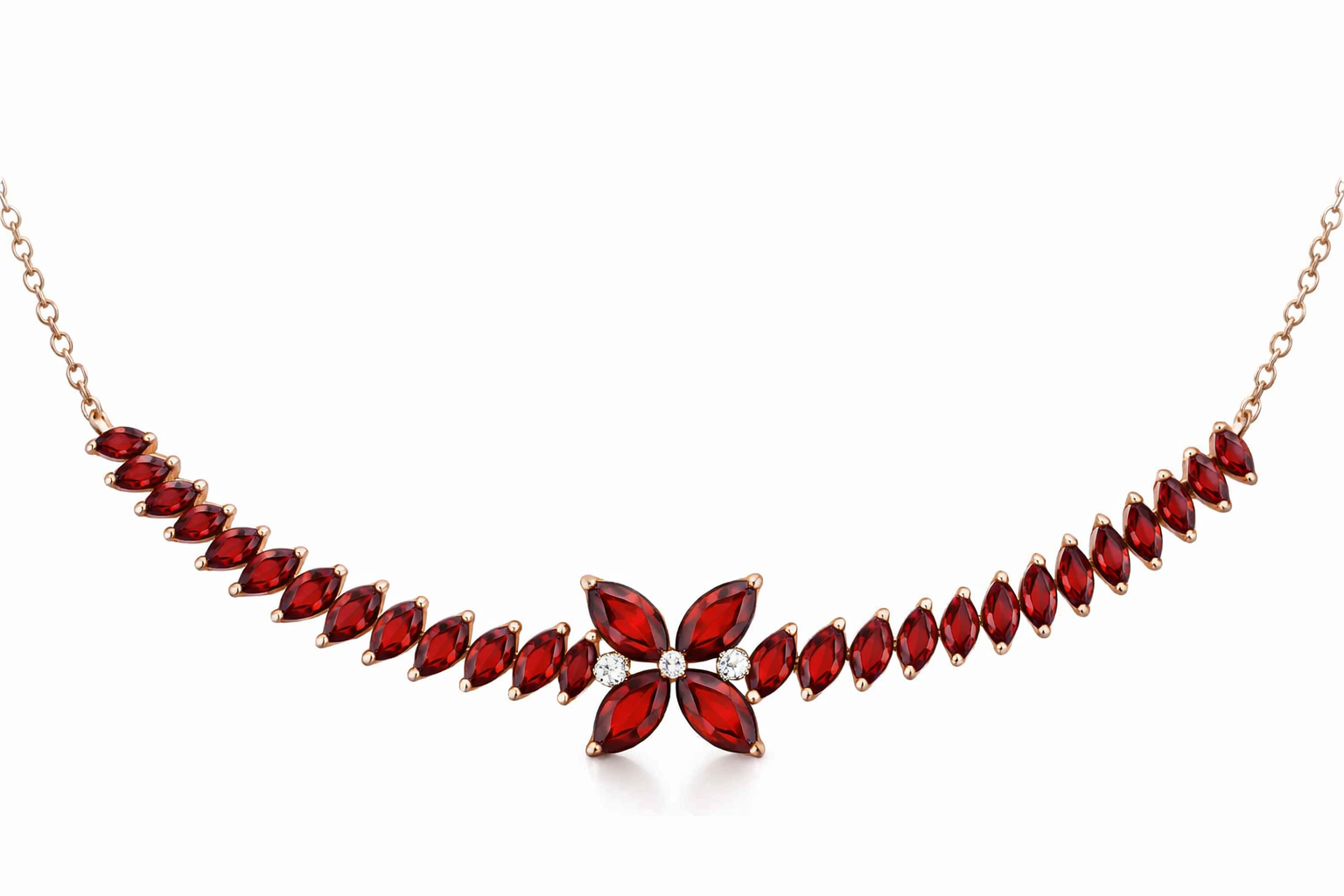 RG 22 Rosegold garnet Necklace 14 ct DIRA