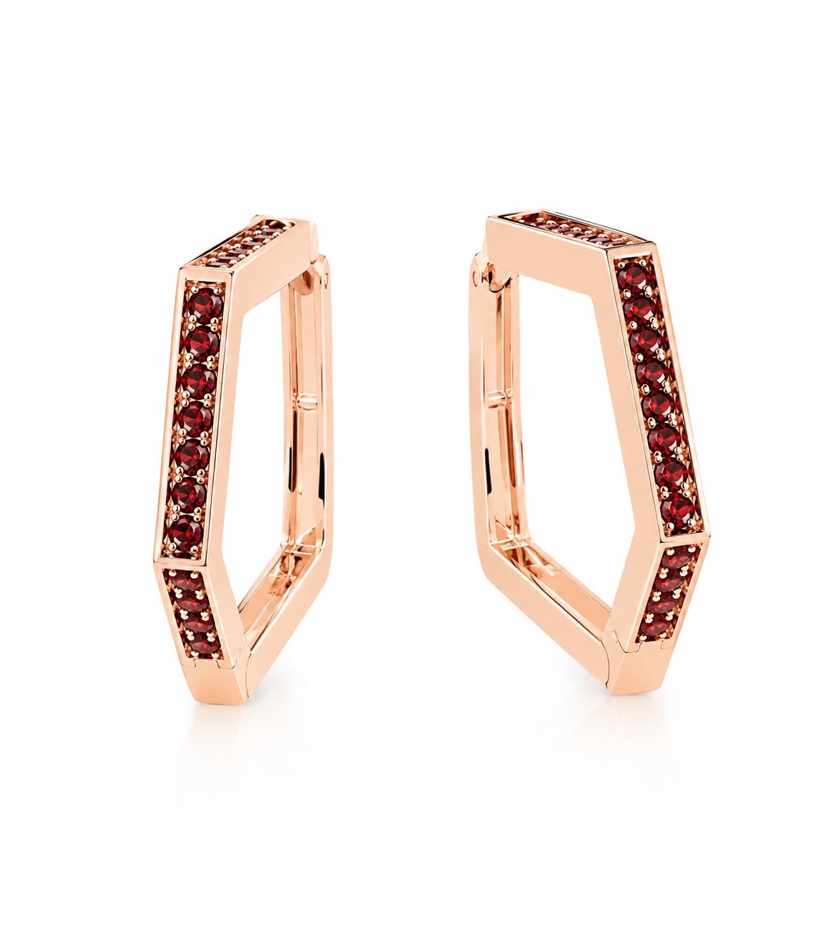 RG 125 Rosegold garnet Earring 14 ct NOREX