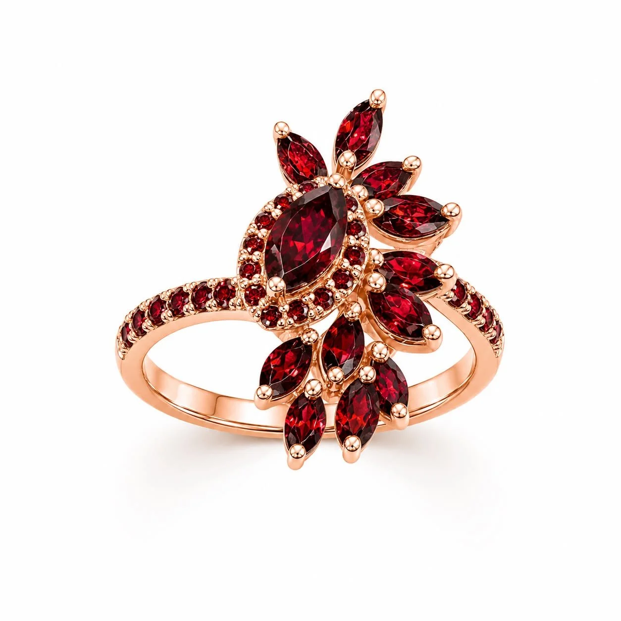 RG 64 Rosegold garnet Ring 14 ct VELAE