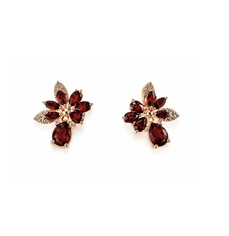 RG 18 Rosegold garnet Earring 14 ct VELA