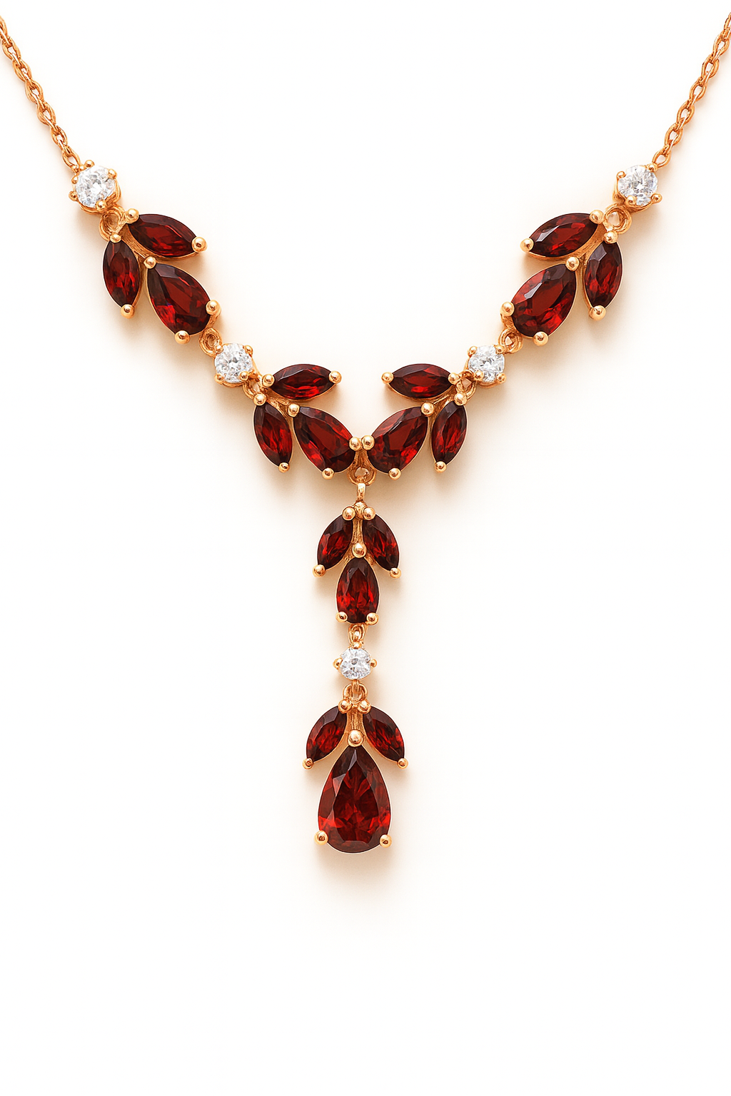 RG10 Rose gold garnet necklace 14ct