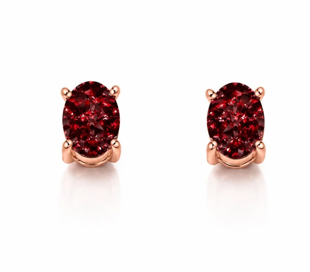 RG 95 Rosegold garnet Earring 14 ct SORAE