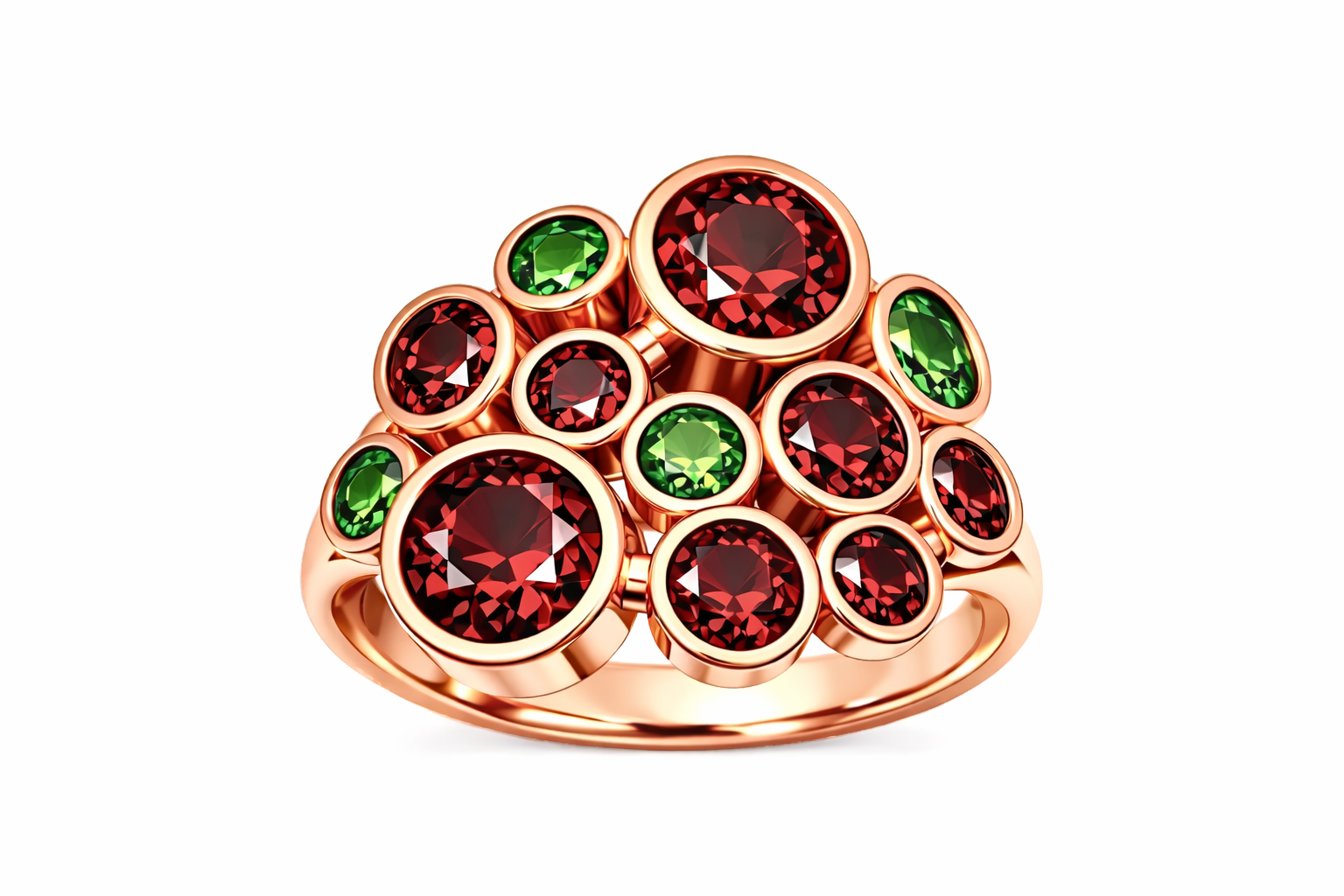 RG400 Rosegold garnet & moldavite Ring BRIVON