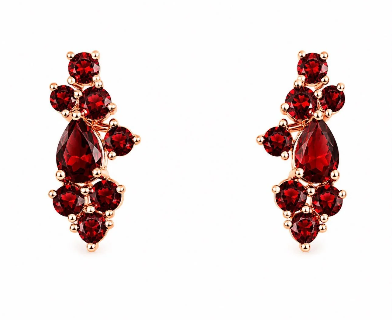 RG 12 Rosegold garnet Earring 14 ct NIRA