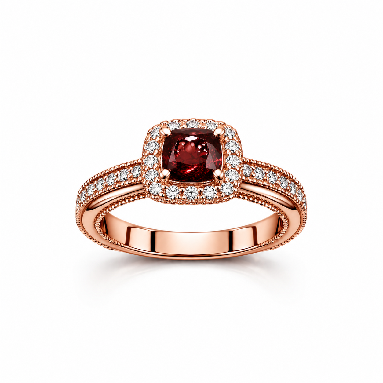 RG155 Whitegold garnet Dia Ring VELIN