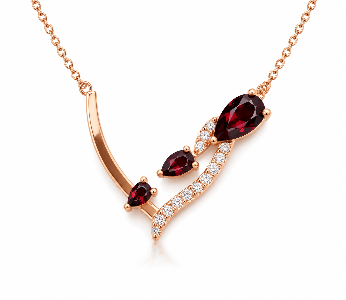 RG 41 Rosegold garnet Necklace 14 ct NYSA