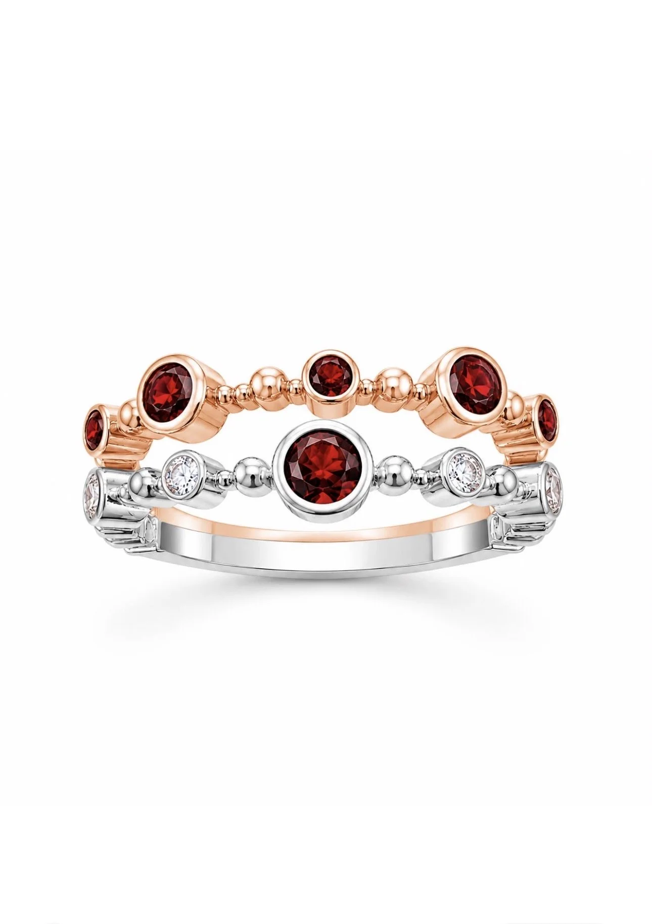 RG 131 Rose White gold garnet Ring 14 c LUXA
