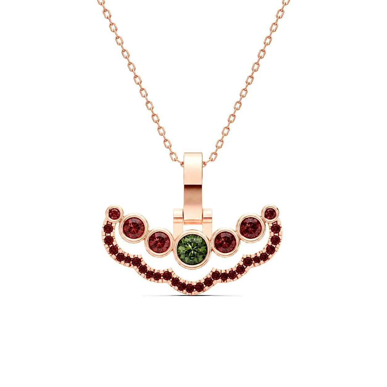 RG420 Rosegold garnet & moldavite Necklace SOVREN