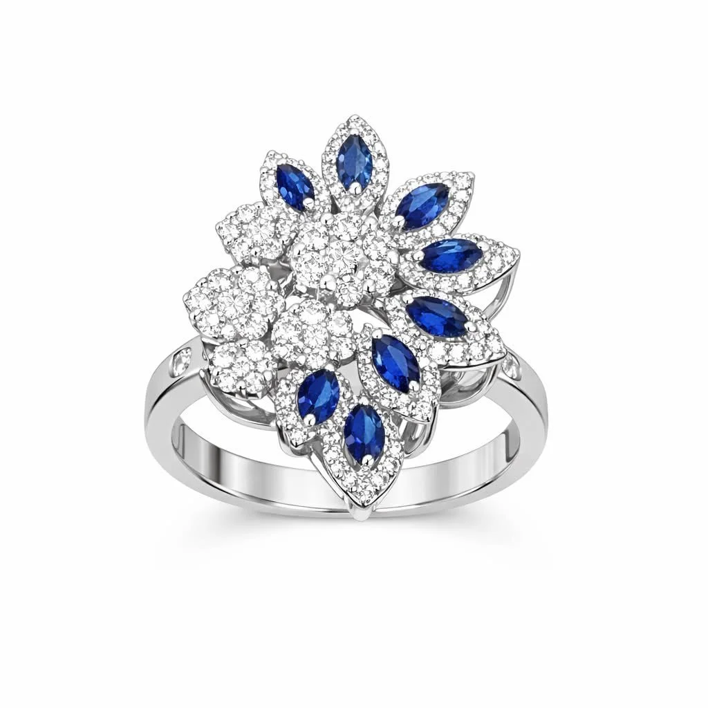 RG 136 Whitegold saphire Dia Ring 14 ct VEYA